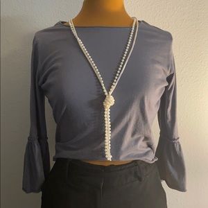 Long Bell-sleeve grey top